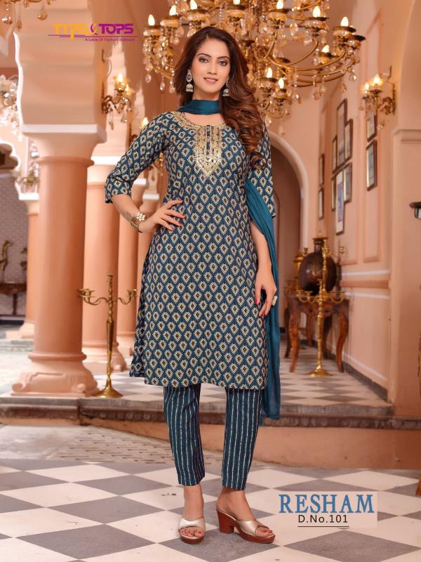 Tips Tops Resham Chanderi Modal Designer Readymade Suit